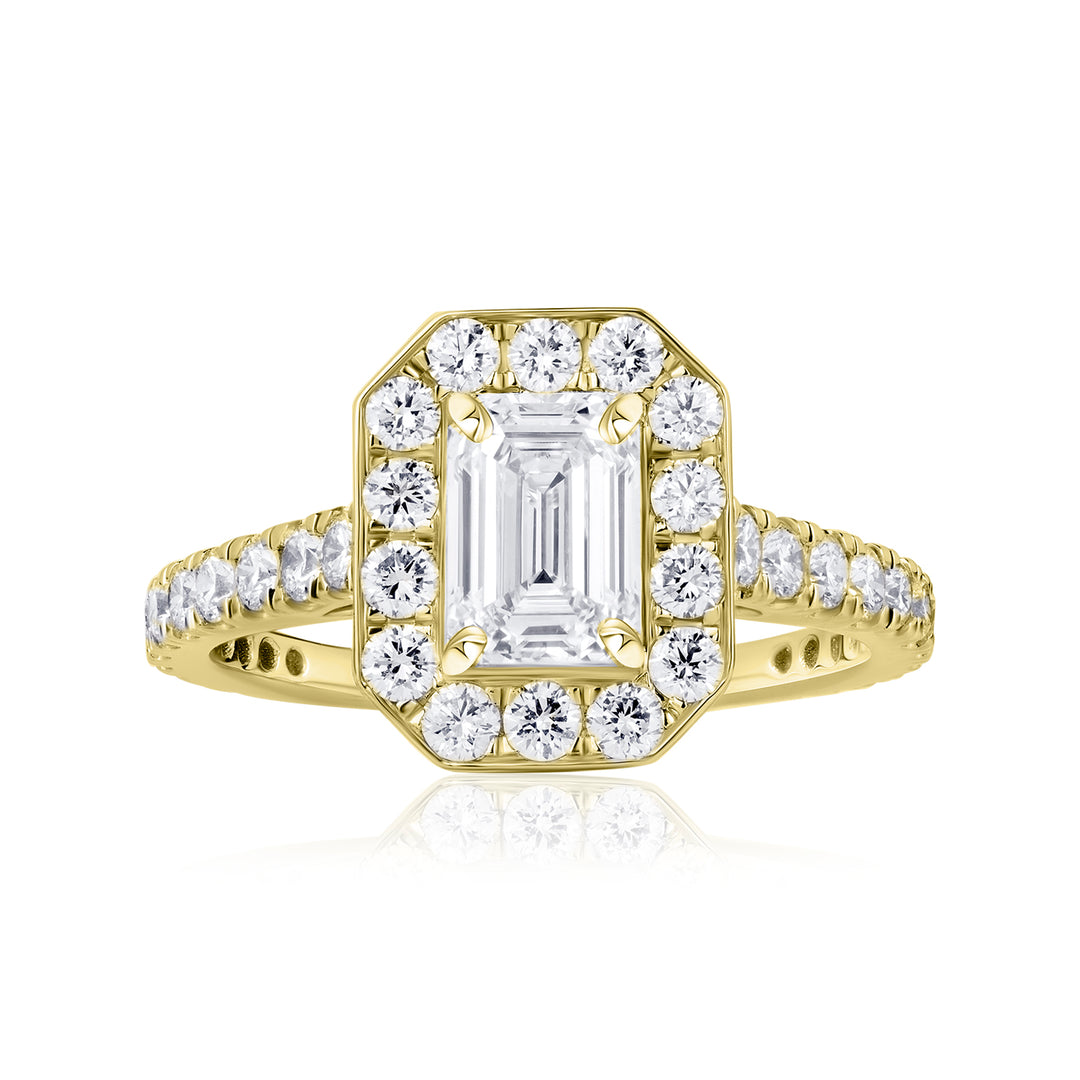 Halo Lab Diamond Ring Emerald