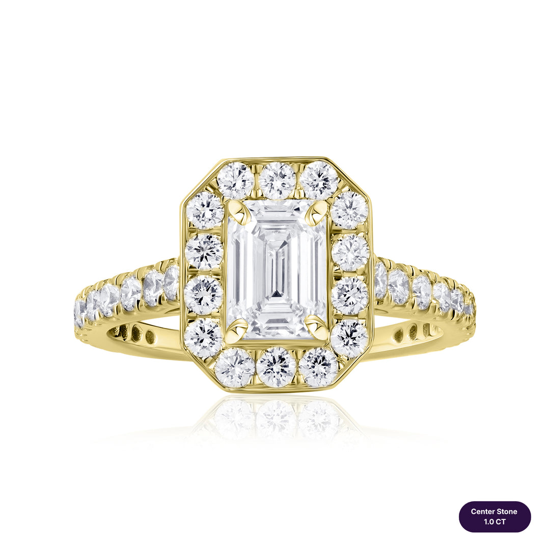 Halo Lab Diamond Ring Emerald