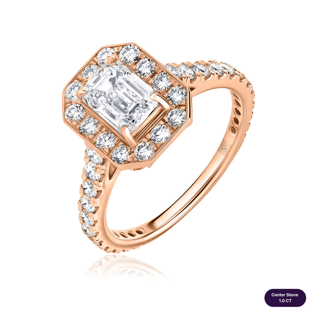 Halo Lab Diamond Ring Emerald