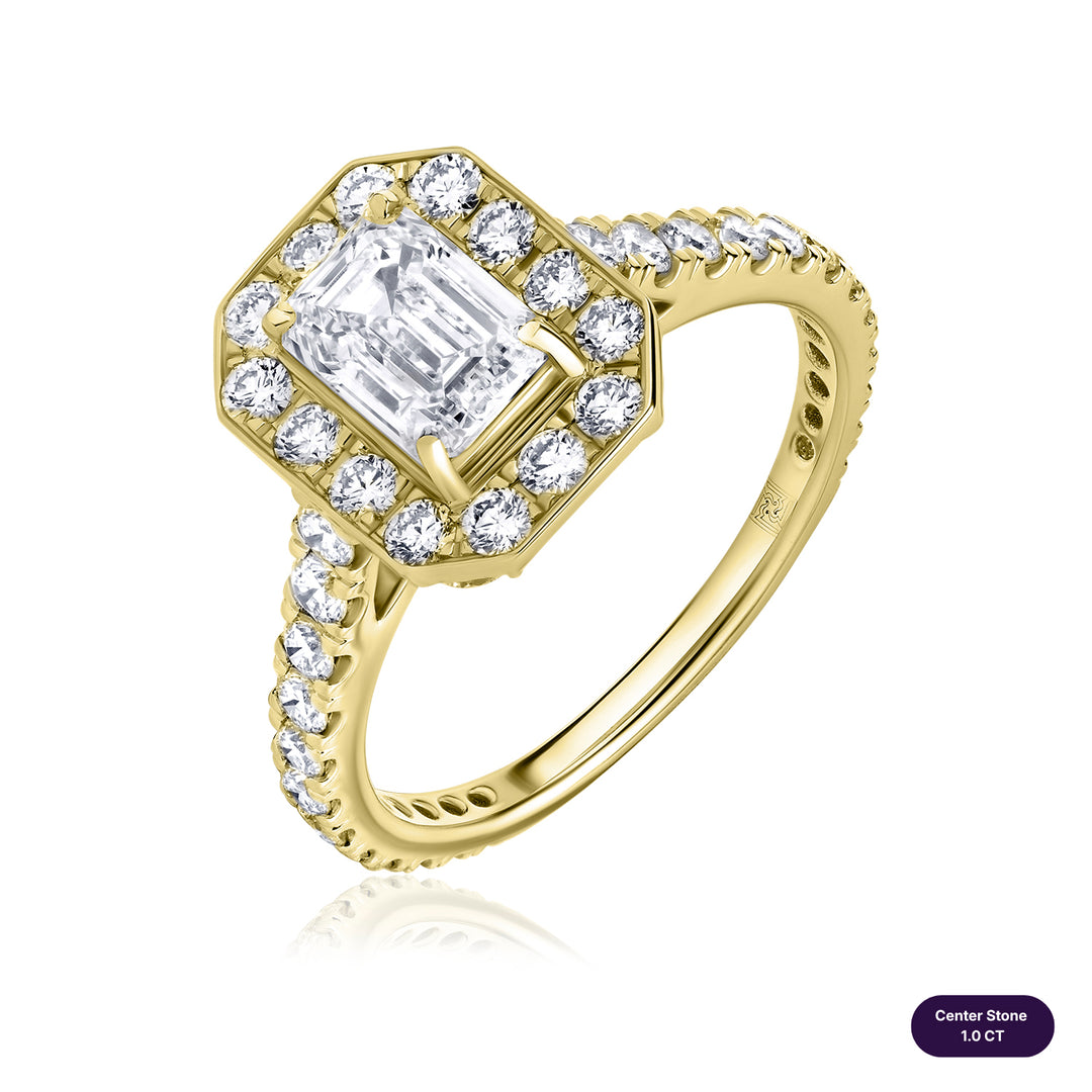 Halo Lab Diamond Ring Emerald