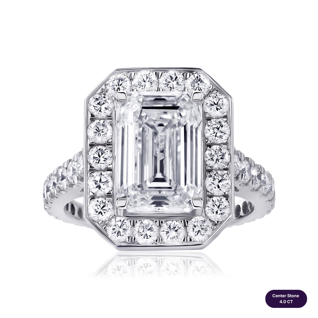 Halo Lab Diamond Ring Emerald