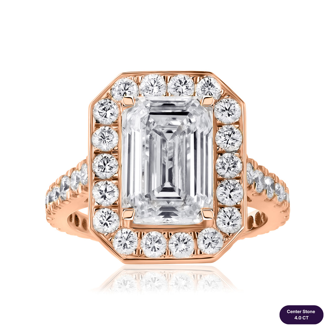 Halo Lab Diamond Ring Emerald