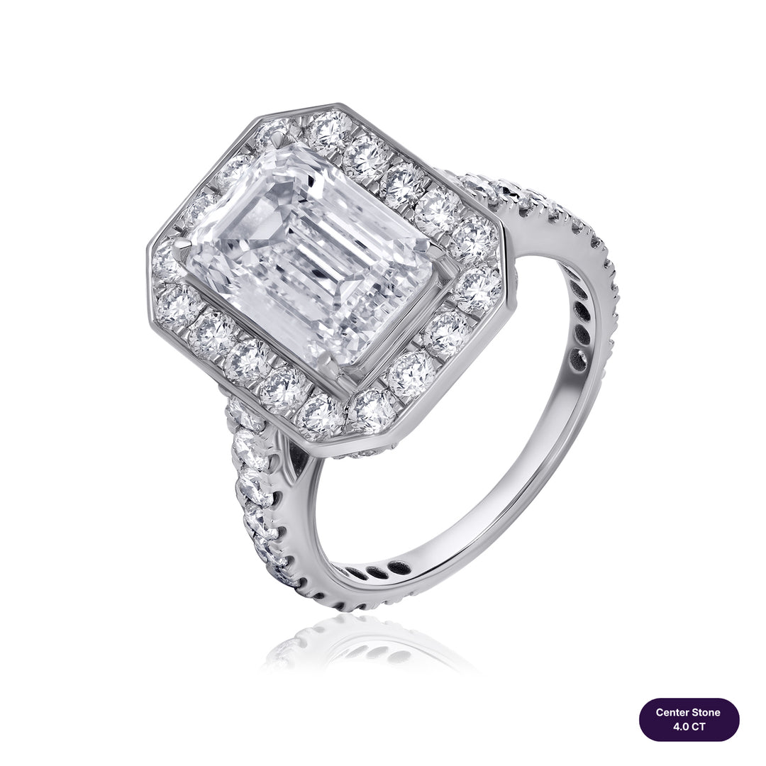 Halo Lab Diamond Ring Emerald