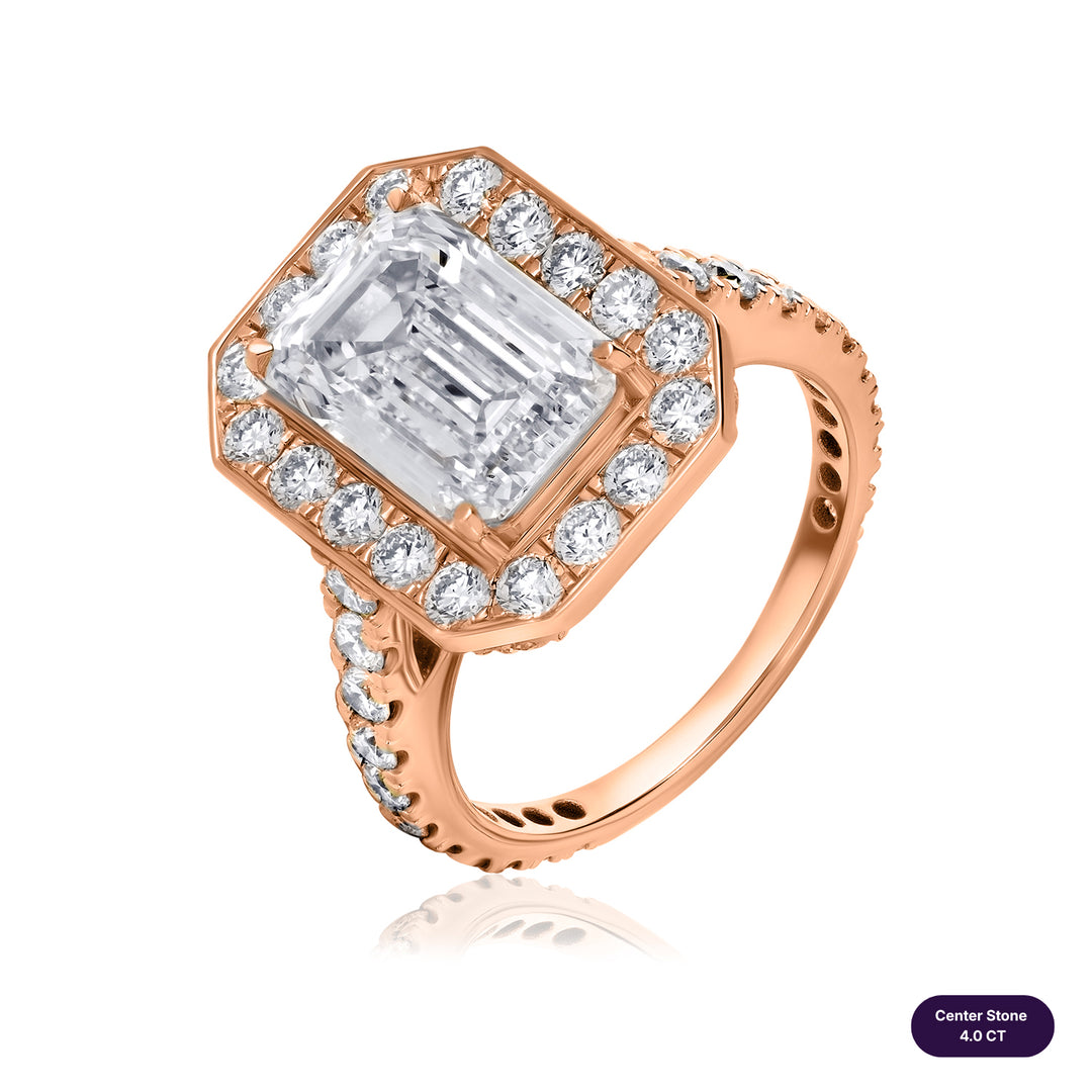 Halo Lab Diamond Ring Emerald