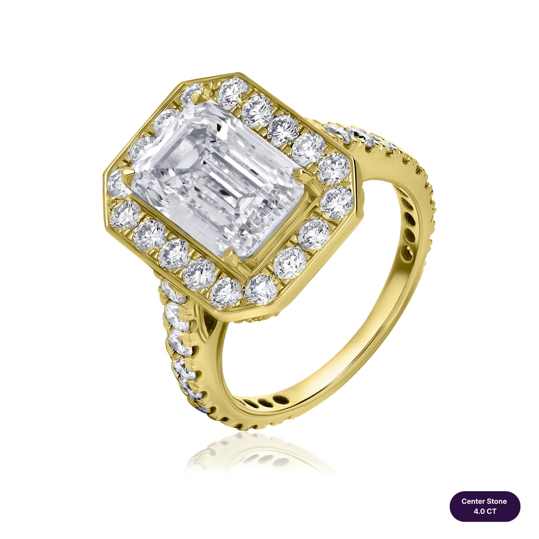 Halo Lab Diamond Ring Emerald