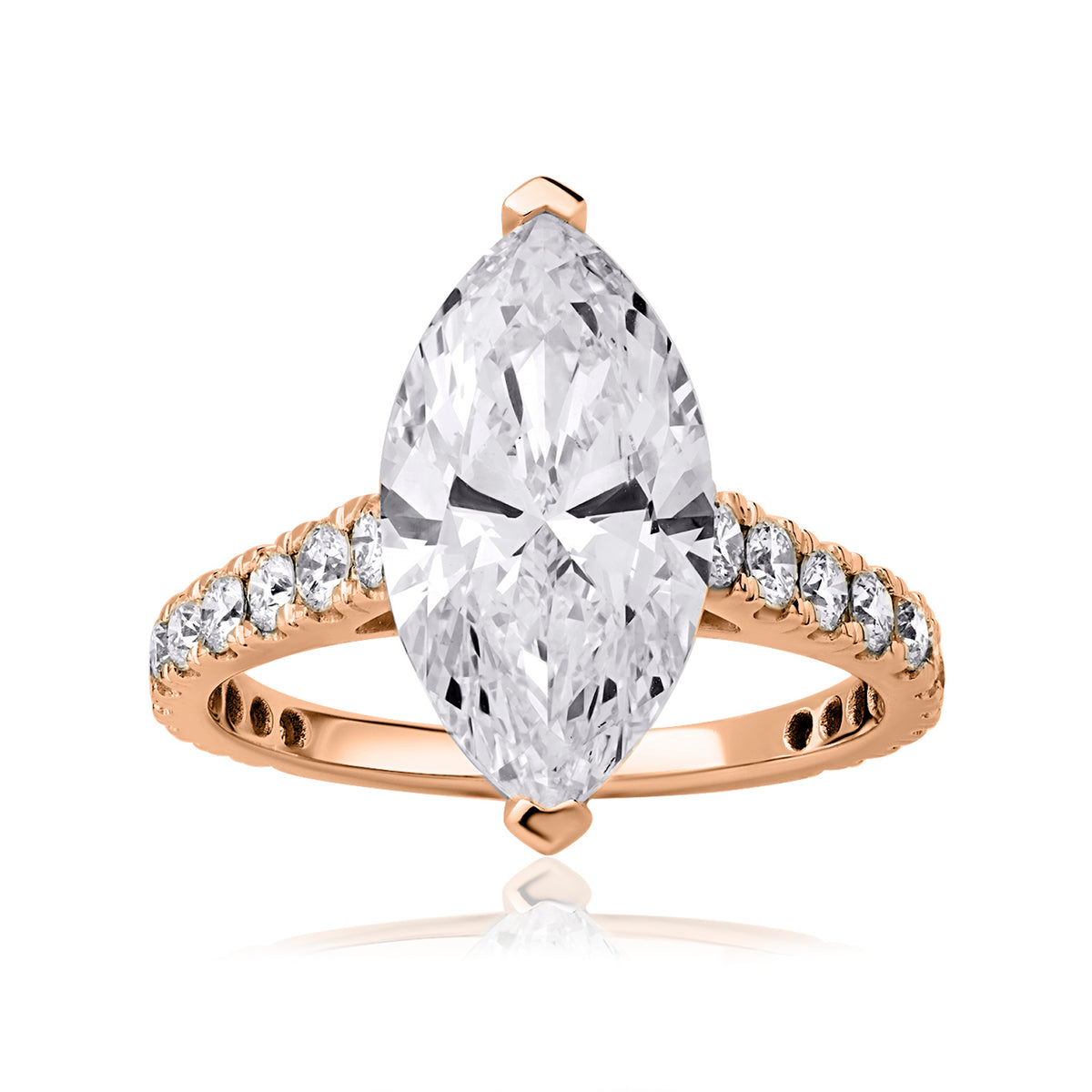 Solitaire pave lab diamond ring marquise 4