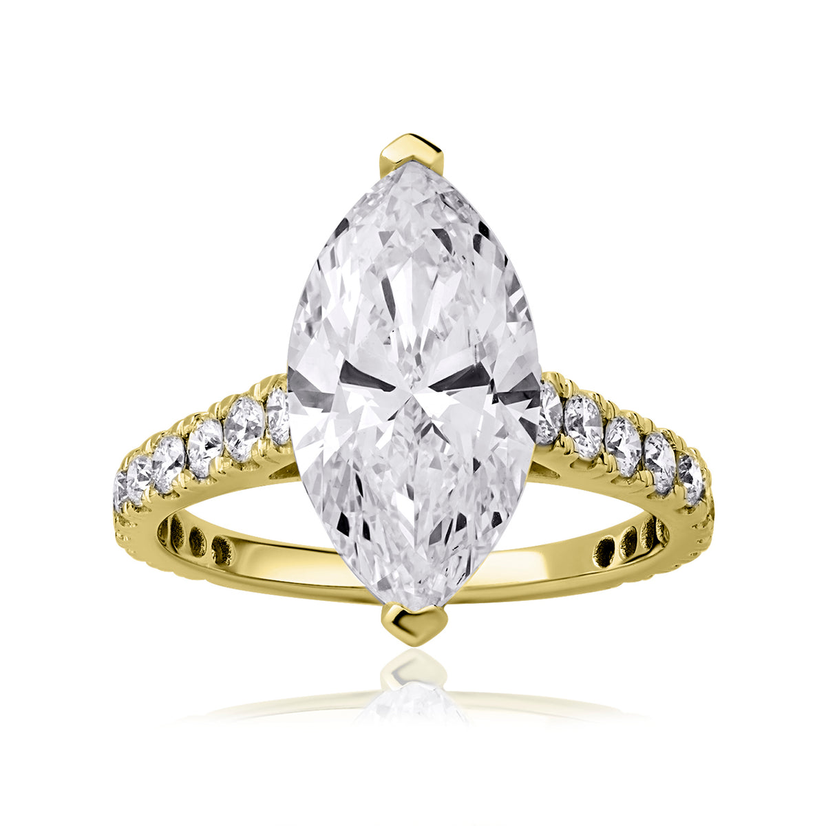 Solitaire pave lab diamond ring marquise 4