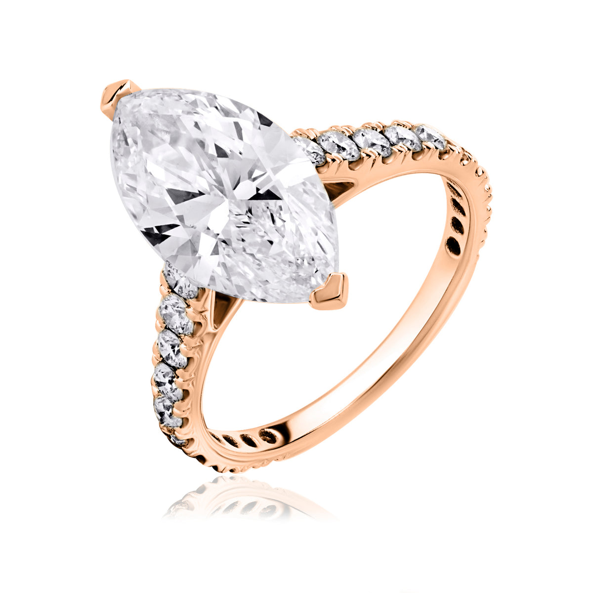 Solitaire pave lab diamond ring marquise 4