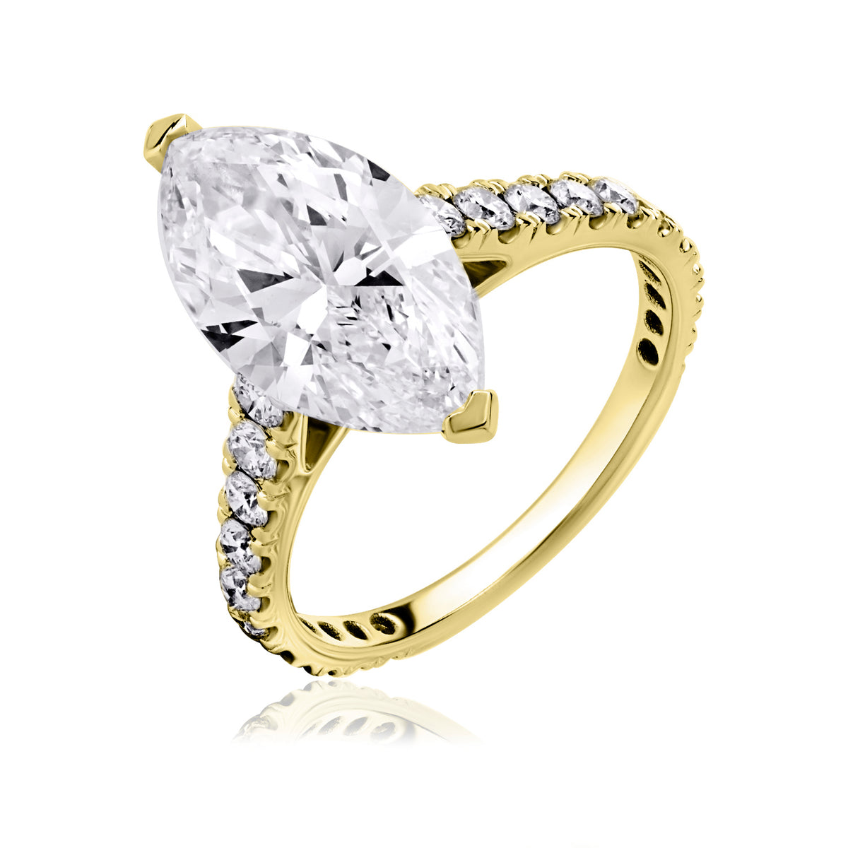 Solitaire pave lab diamond ring marquise 4