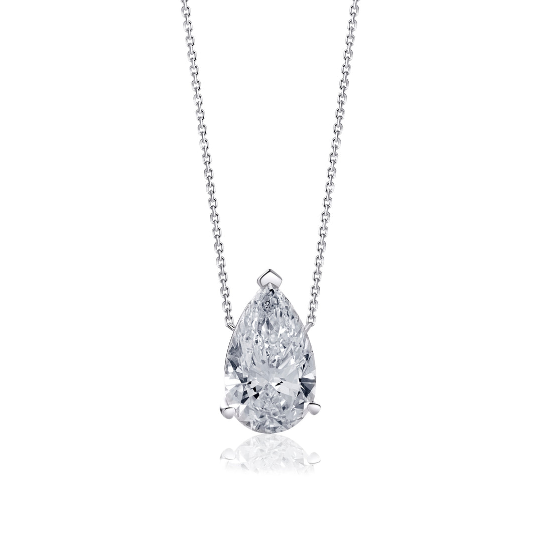 Solitaire Lab Diamond Necklace Pear 4.0 CT