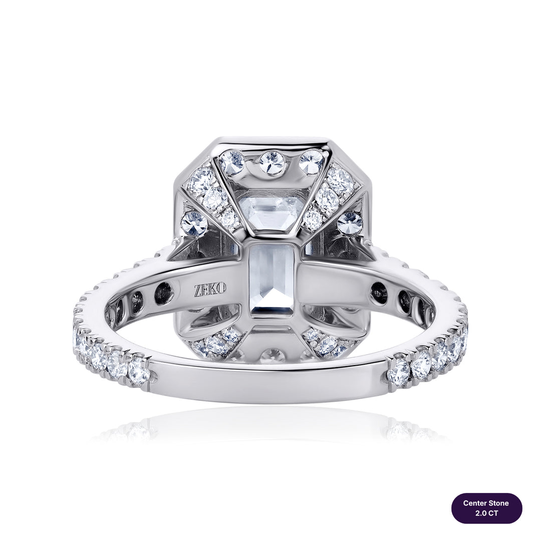 Halo Lab Diamond Ring Emerald