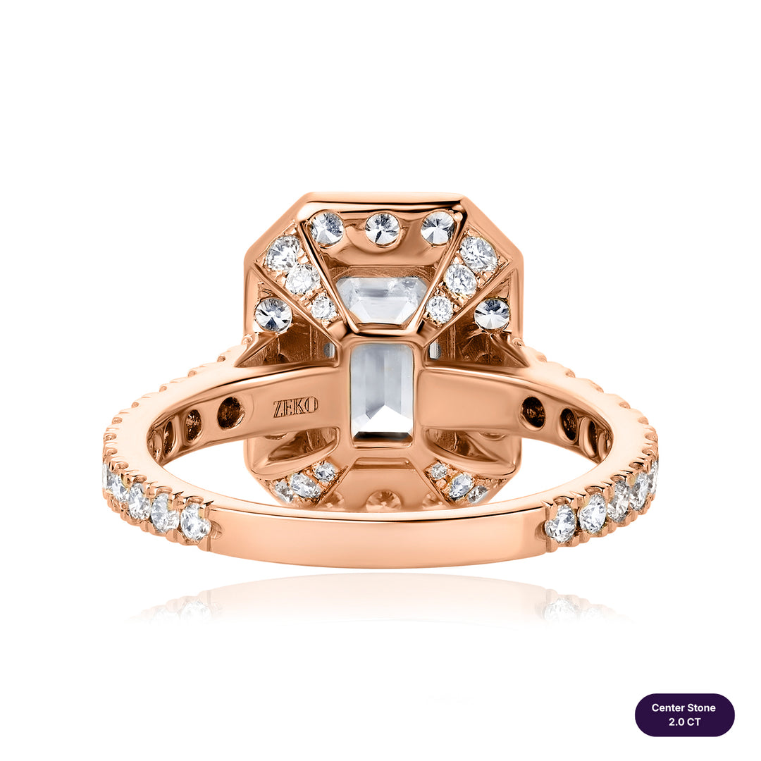 Halo Lab Diamond Ring Emerald