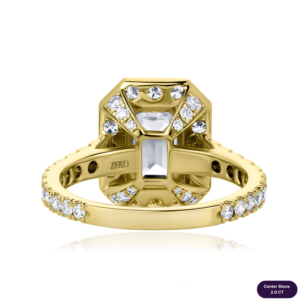Halo Lab Diamond Ring Emerald
