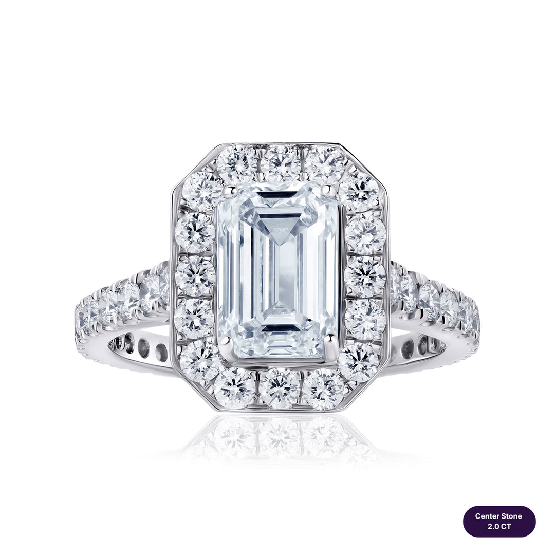 Halo Lab Diamond Ring Emerald