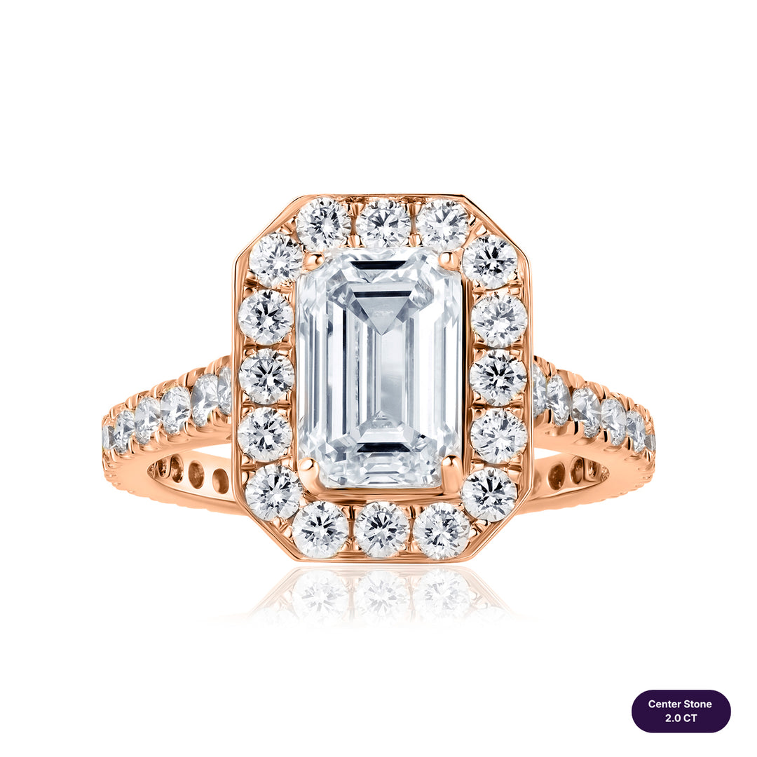 Halo Lab Diamond Ring Emerald