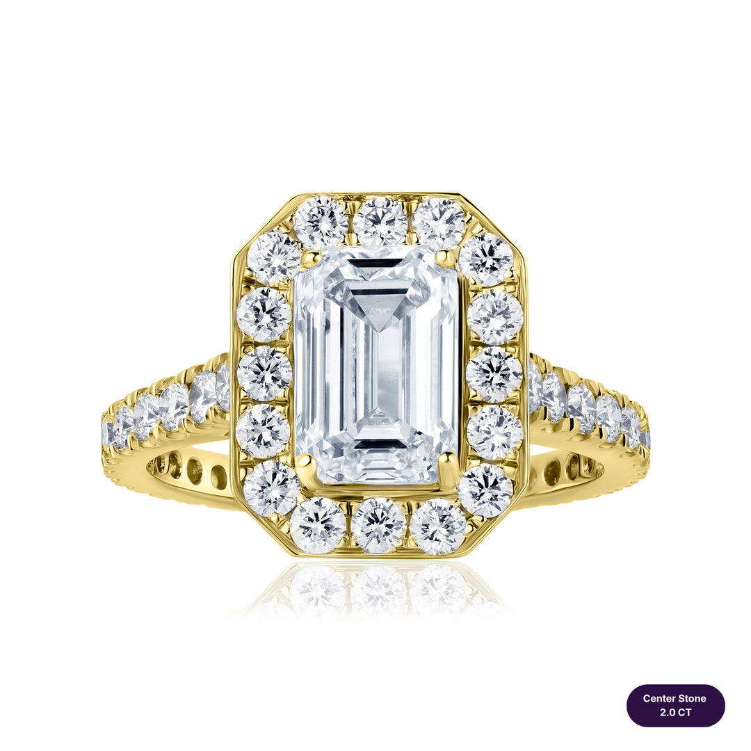 Halo Lab Diamond Ring Emerald