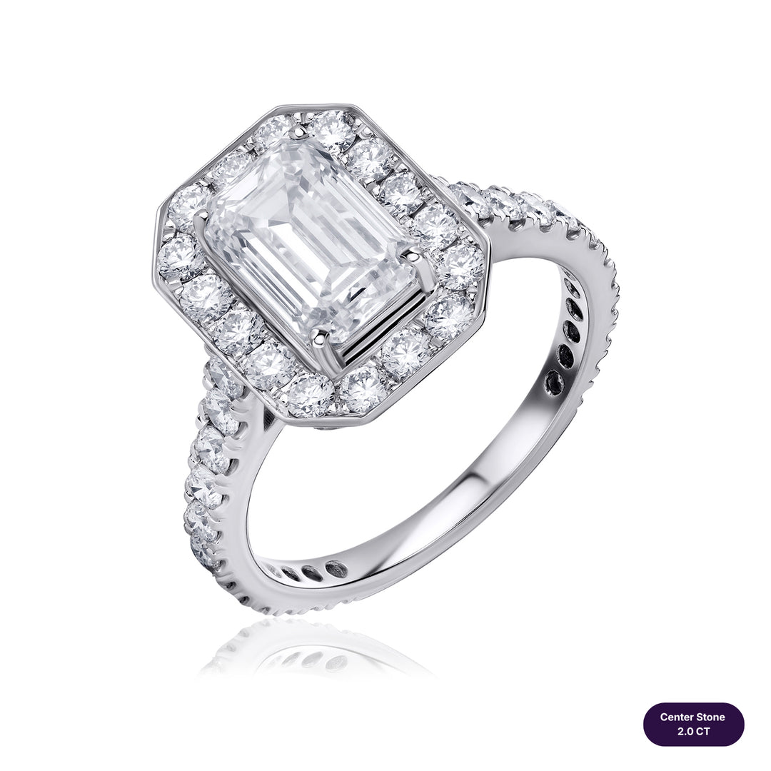 Halo Lab Diamond Ring Emerald