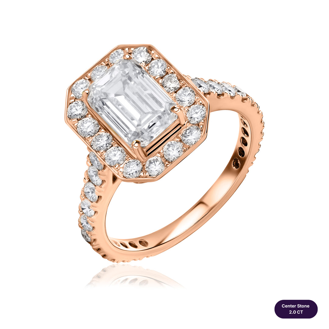 Halo Lab Diamond Ring Emerald