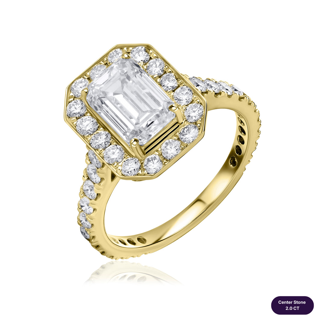 Halo Lab Diamond Ring Emerald