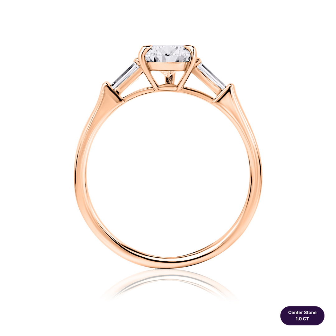 Three-Stones Lab Diamond Ring Pear with Tapered