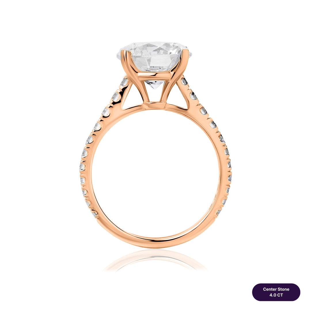 Solitaire Pave Lab Diamond Ring Round