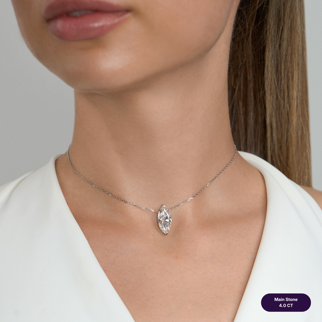 Solitaire Lab Diamond Necklace Marquise