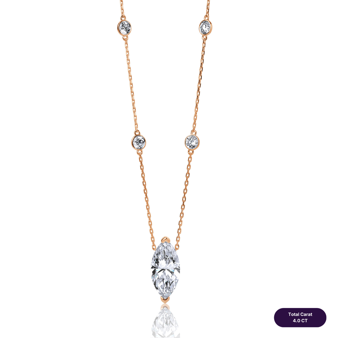 Solitaire Lab Diamond Necklace Marquise with Round