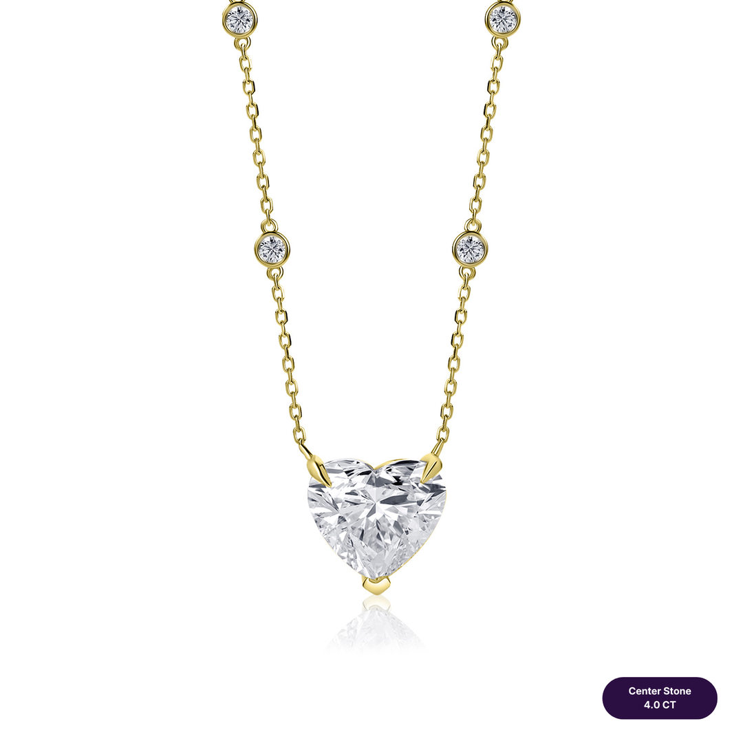 Solitaire Lab Diamond Necklace Heart with Round
