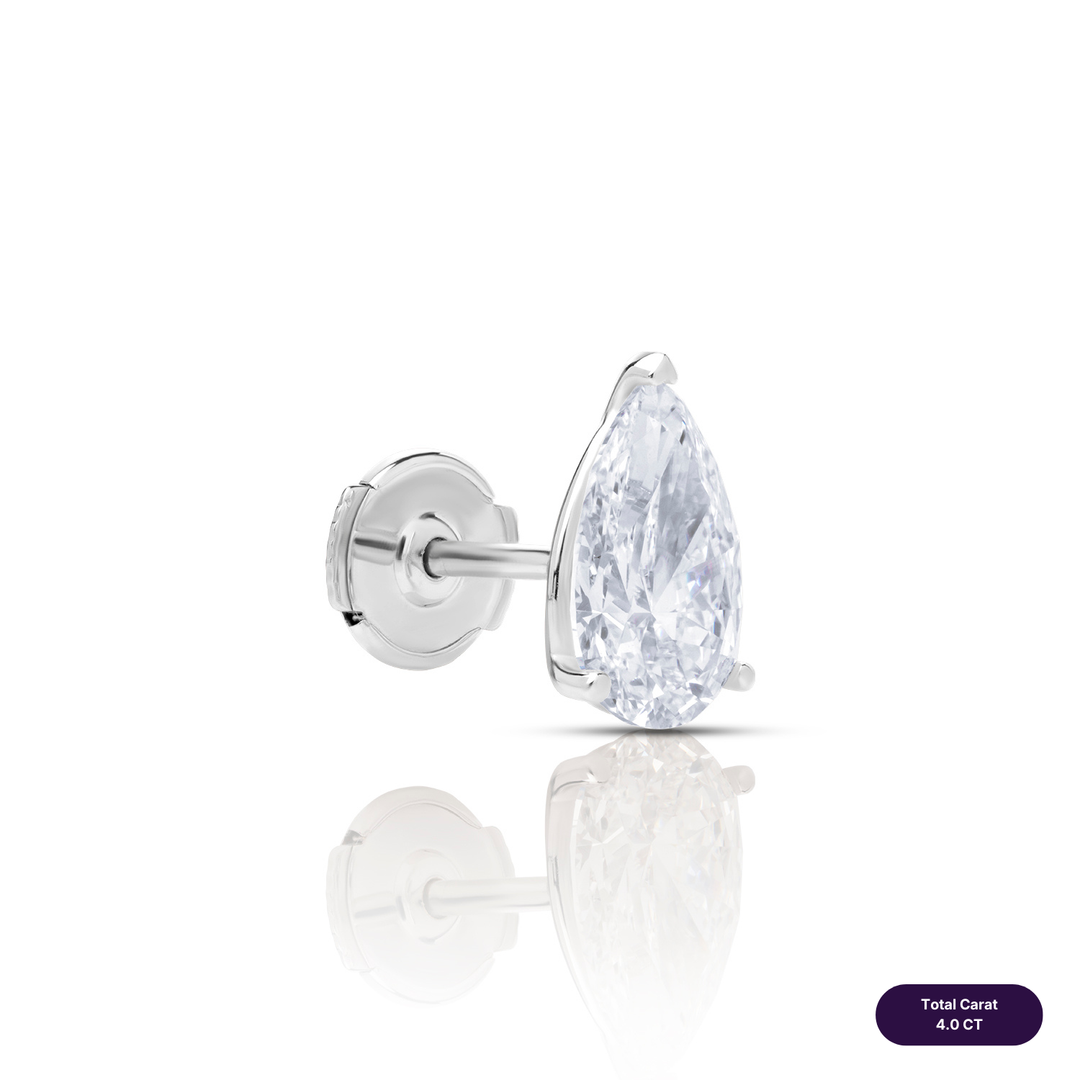 Solitaire Stud Lab Diamond Earrings Pear