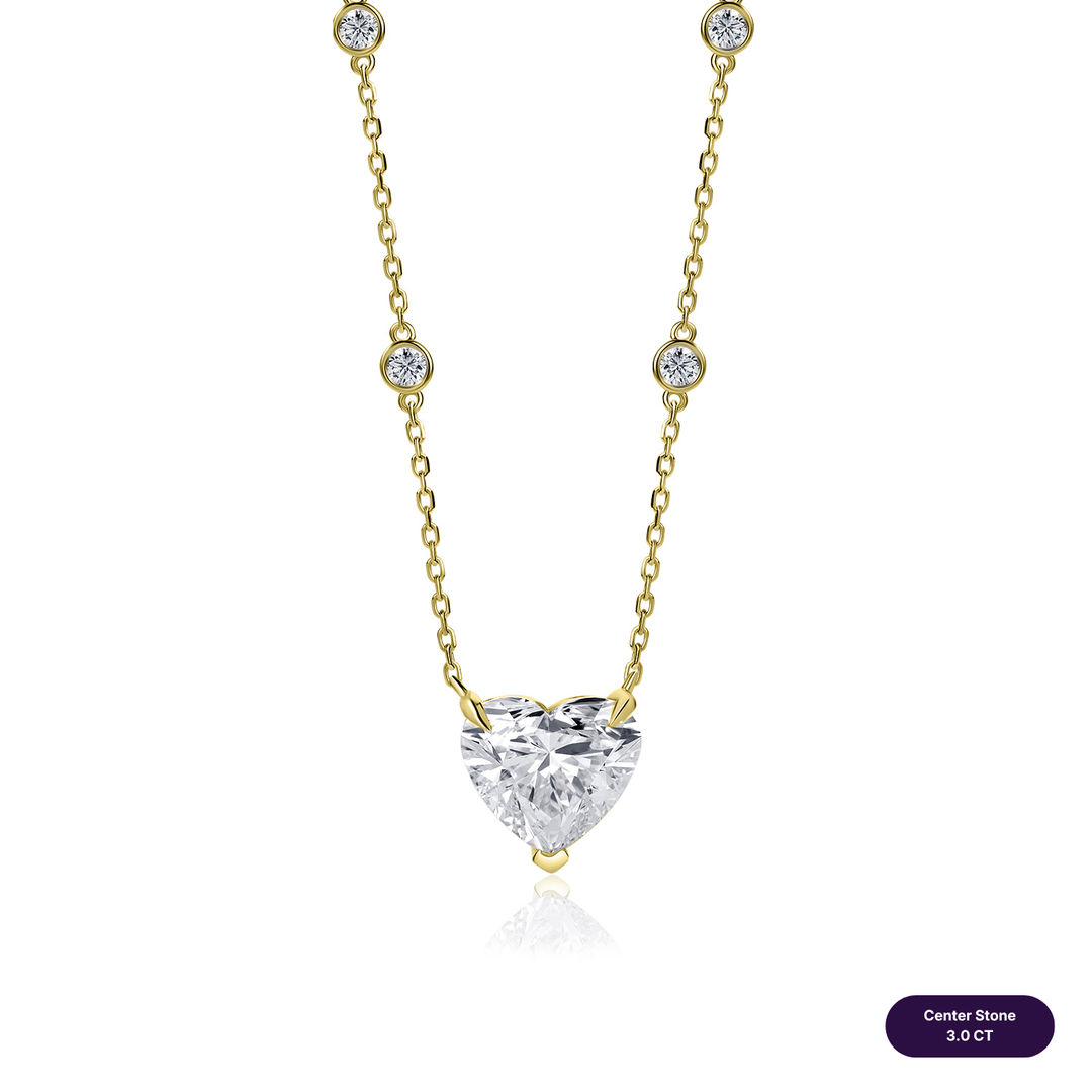 Solitaire Lab Diamond Necklace Heart with Round
