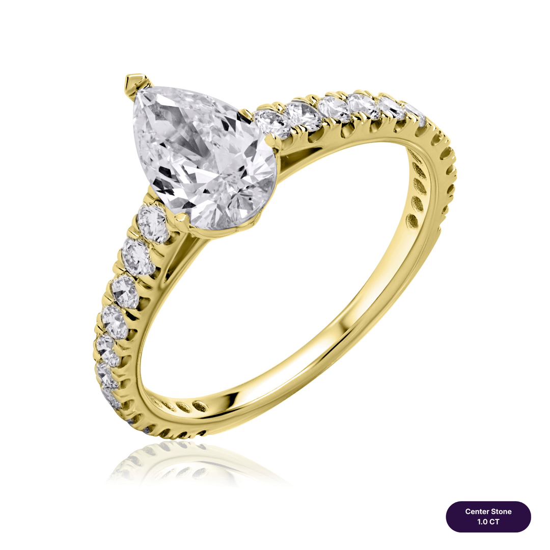 Solitaire Pave Lab Diamond Ring Pear