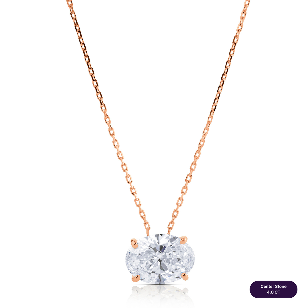 Solitaire Lab Diamond Necklace Oval