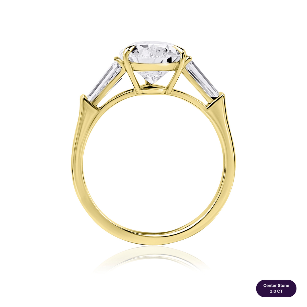 Three-Stones Lab Diamond Ring Pear with Tapered