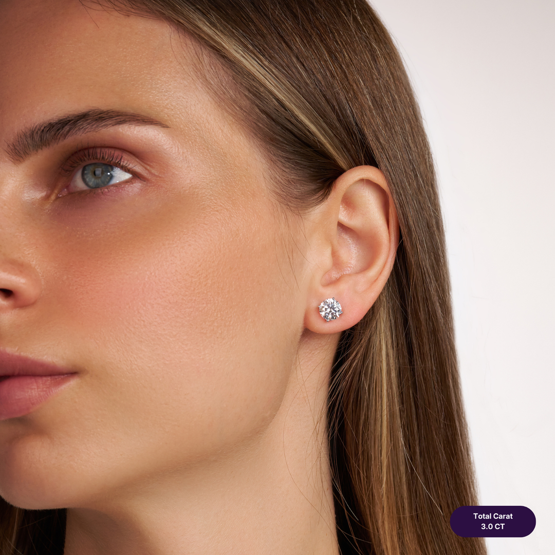 Solitaire Stud Lab Diamond Earrings Round