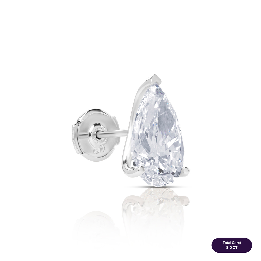 Solitaire Stud Lab Diamond Earrings Pear