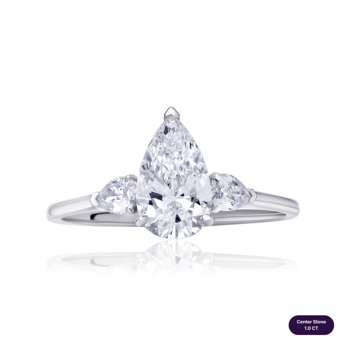 Three stones lab diamond ring pear