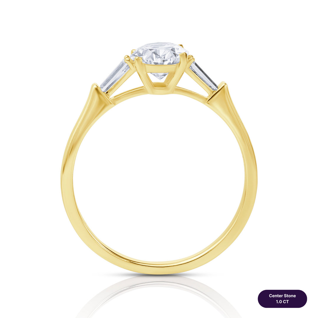 Three-Stones Lab Diamond Ring Oval with Tapered