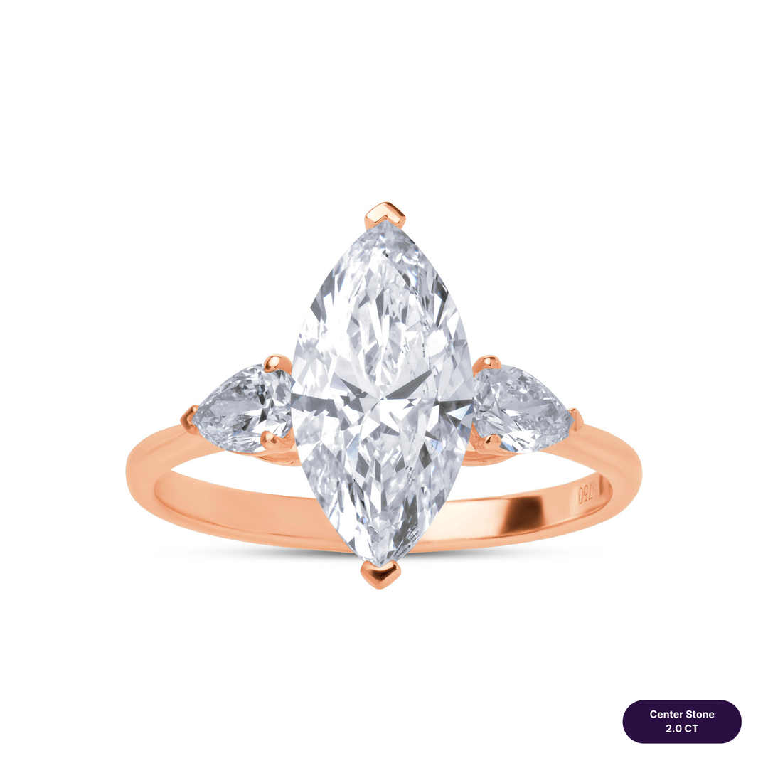 Three-Stones Lab Diamond Ring Marquise