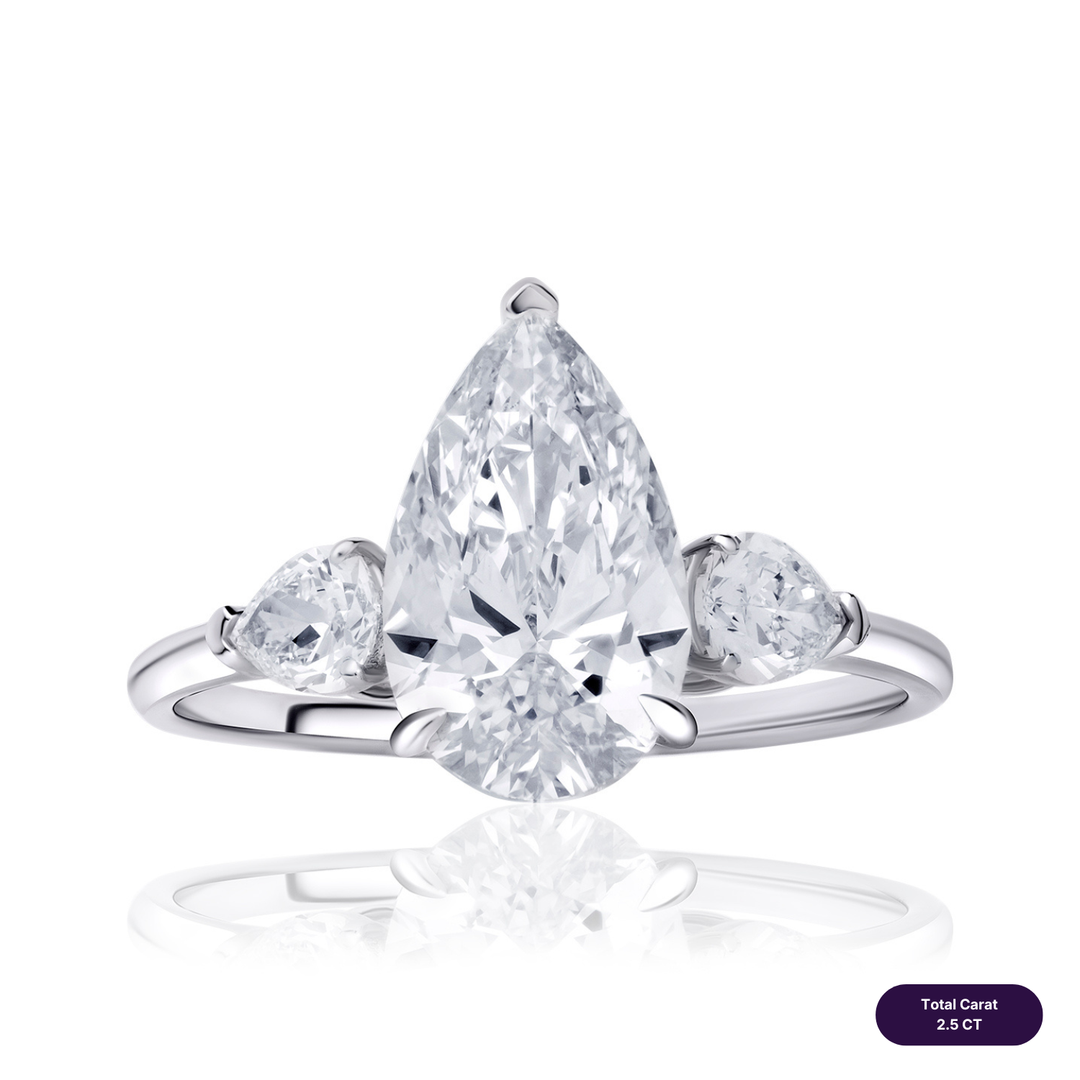 Three-Stones Lab Diamond Ring Pear