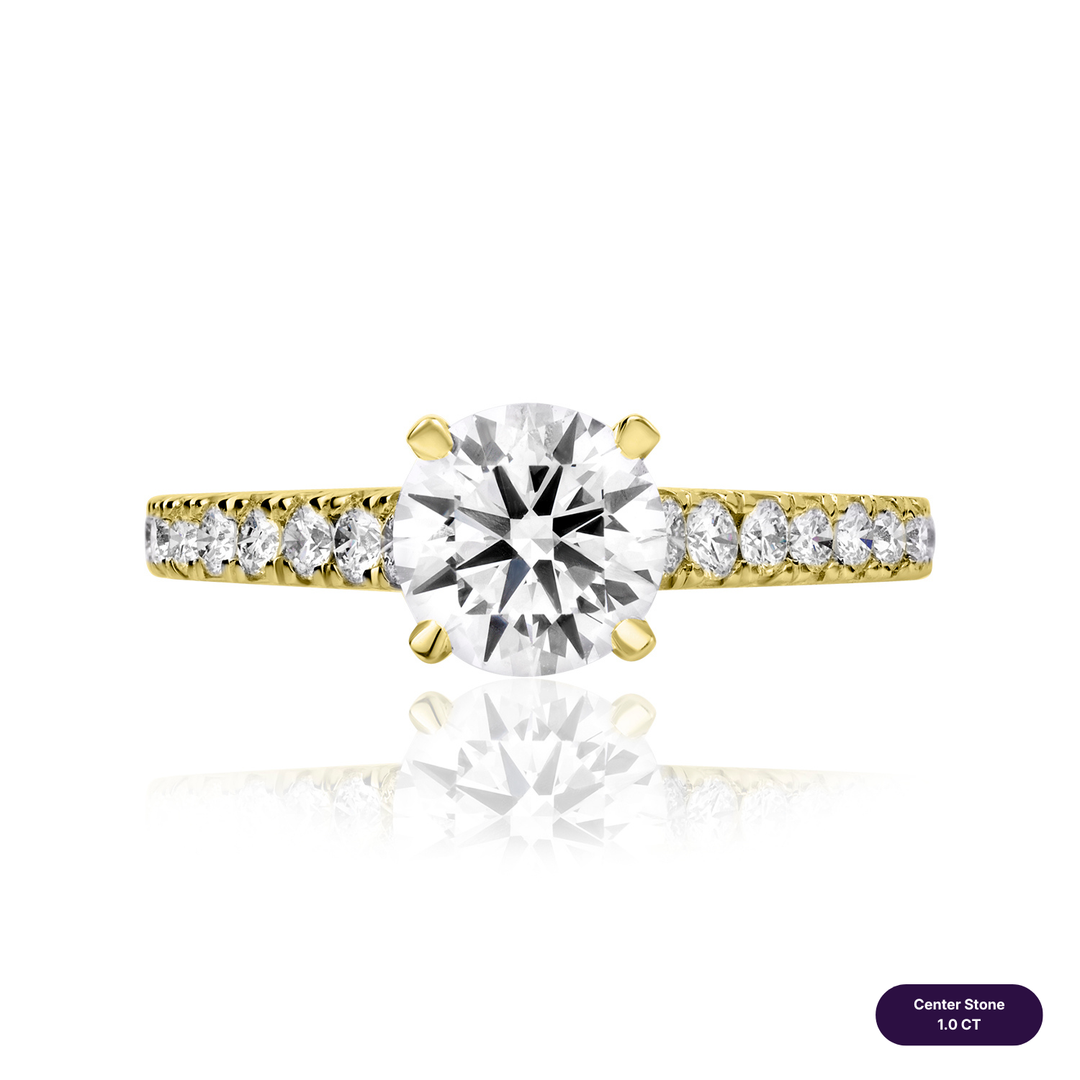 Solitaire Pave Lab Diamond Ring Round