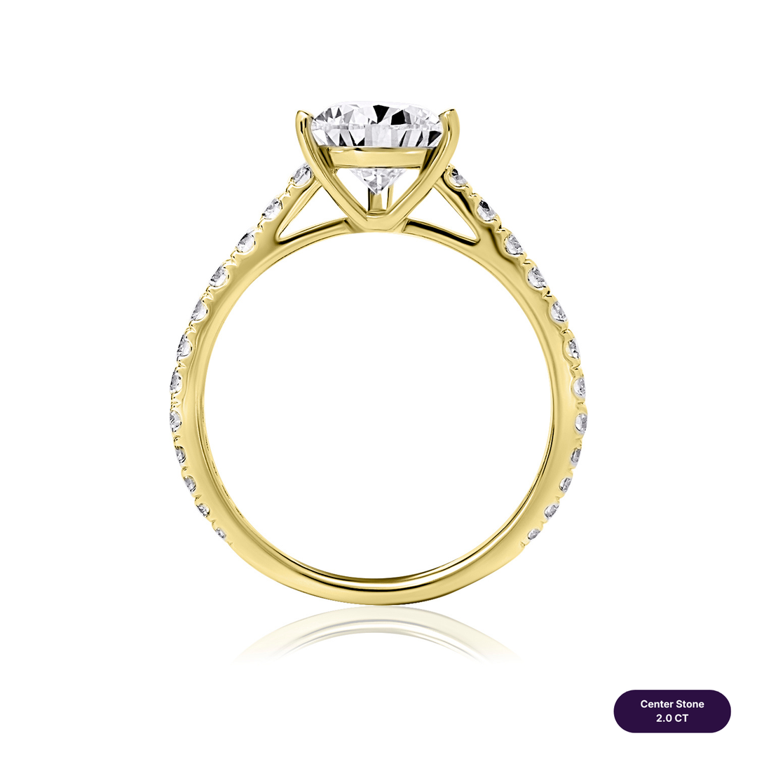 Solitaire Pave Lab Diamond Ring Pear