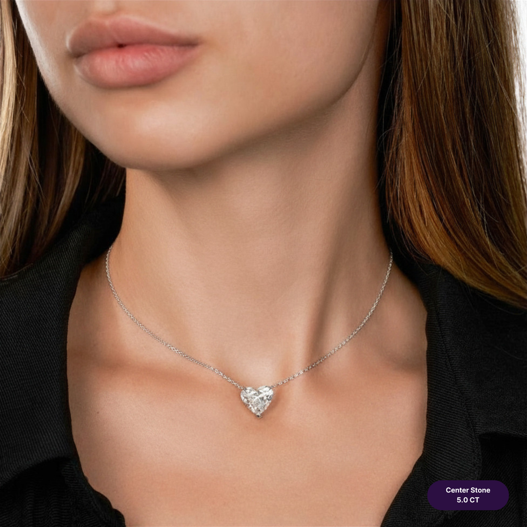 Solitaire Lab Diamond Necklace Heart