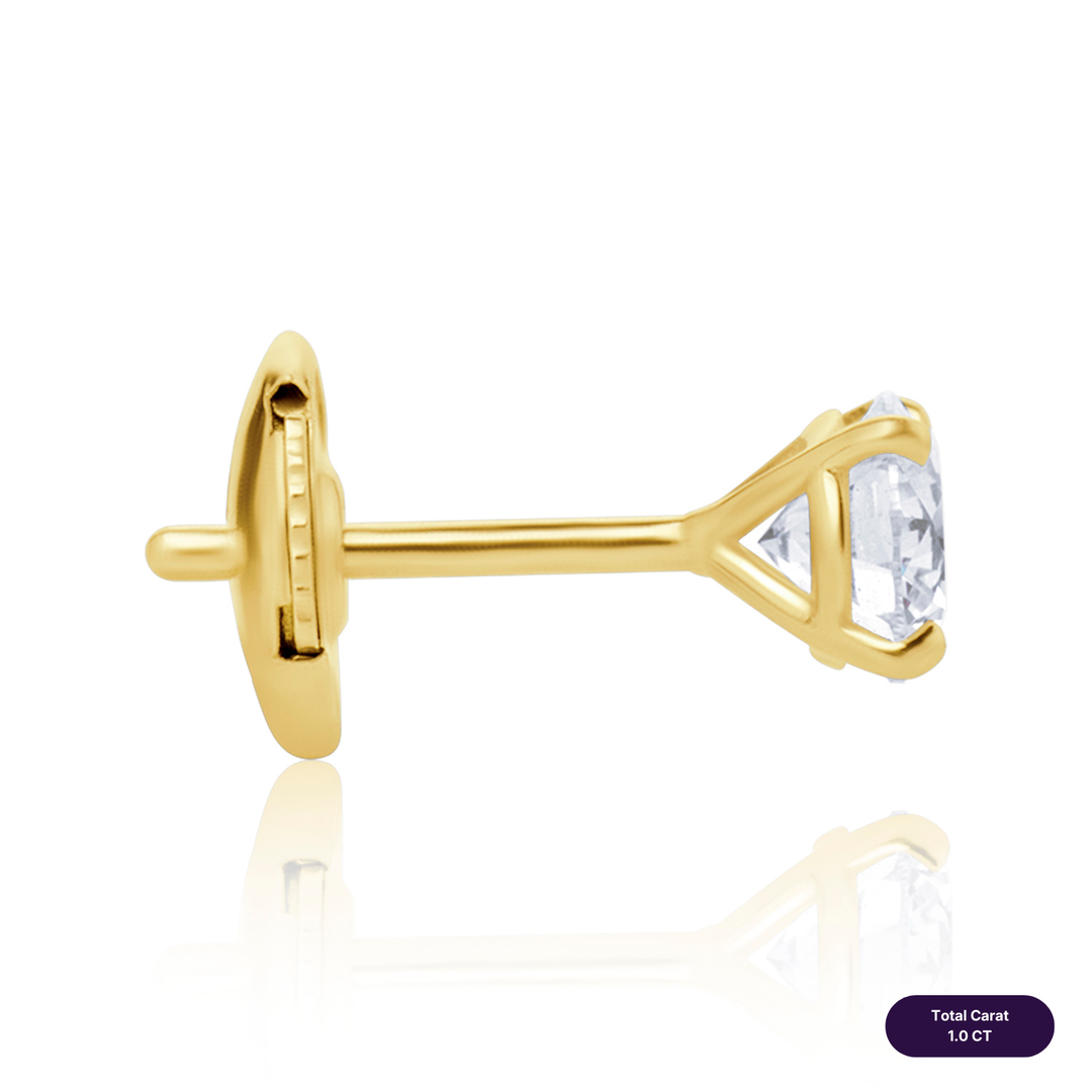 Solitaire Stud Lab Diamond Earrings Round