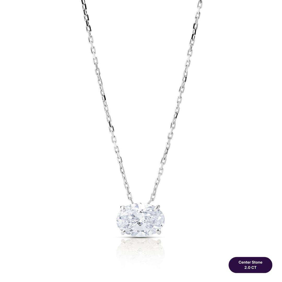Solitaire Lab Diamond Necklace Oval