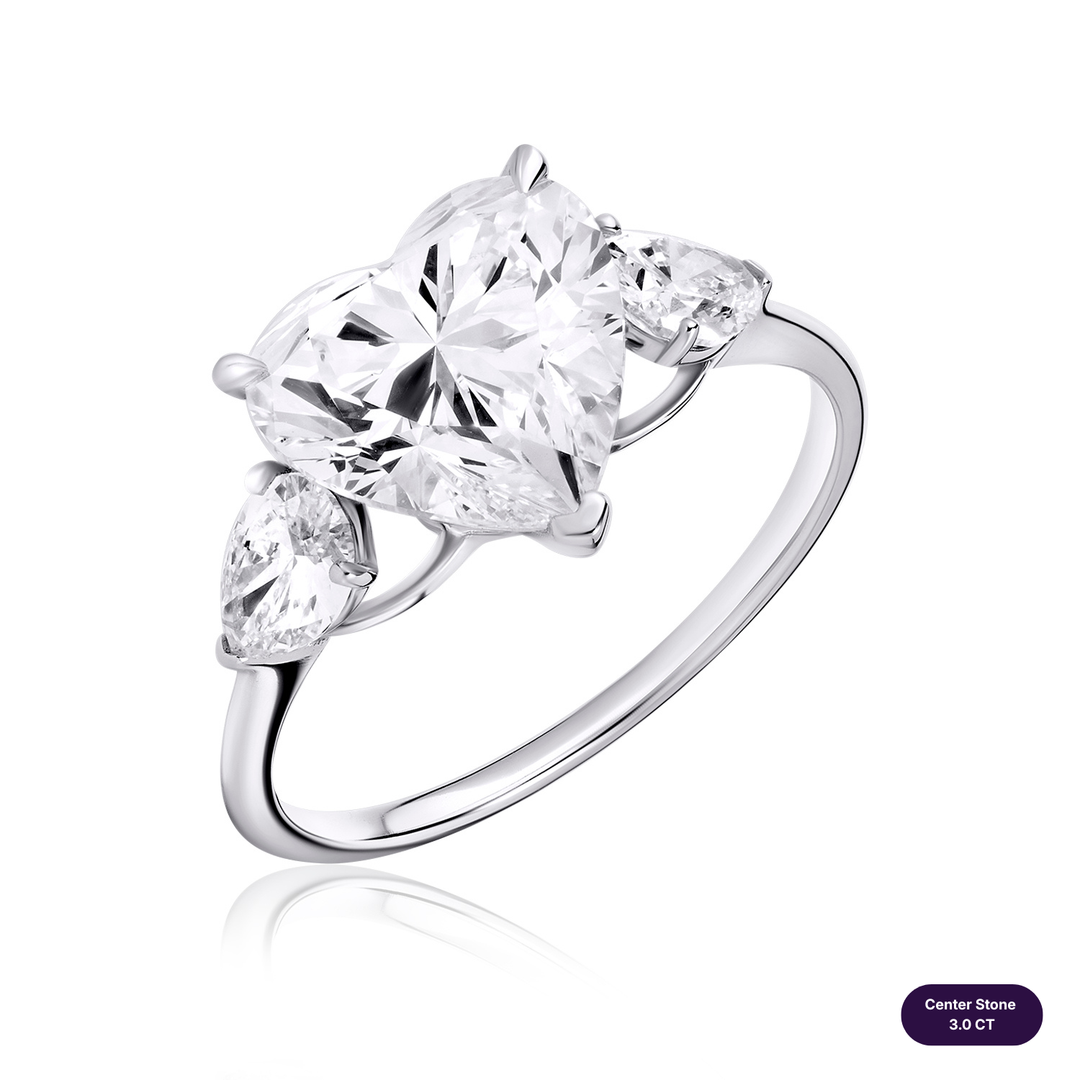 Three-Stones Lab Diamond Ring Heart