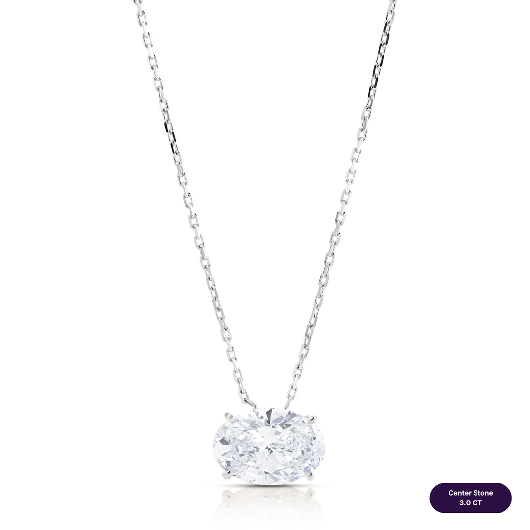 Solitaire Lab Diamond Necklace Oval