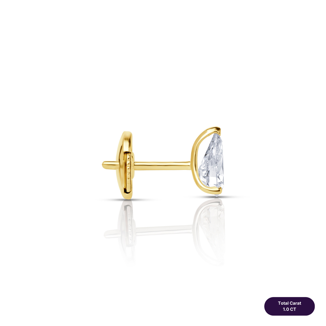 Solitaire Stud Lab Diamond Earrings Pear