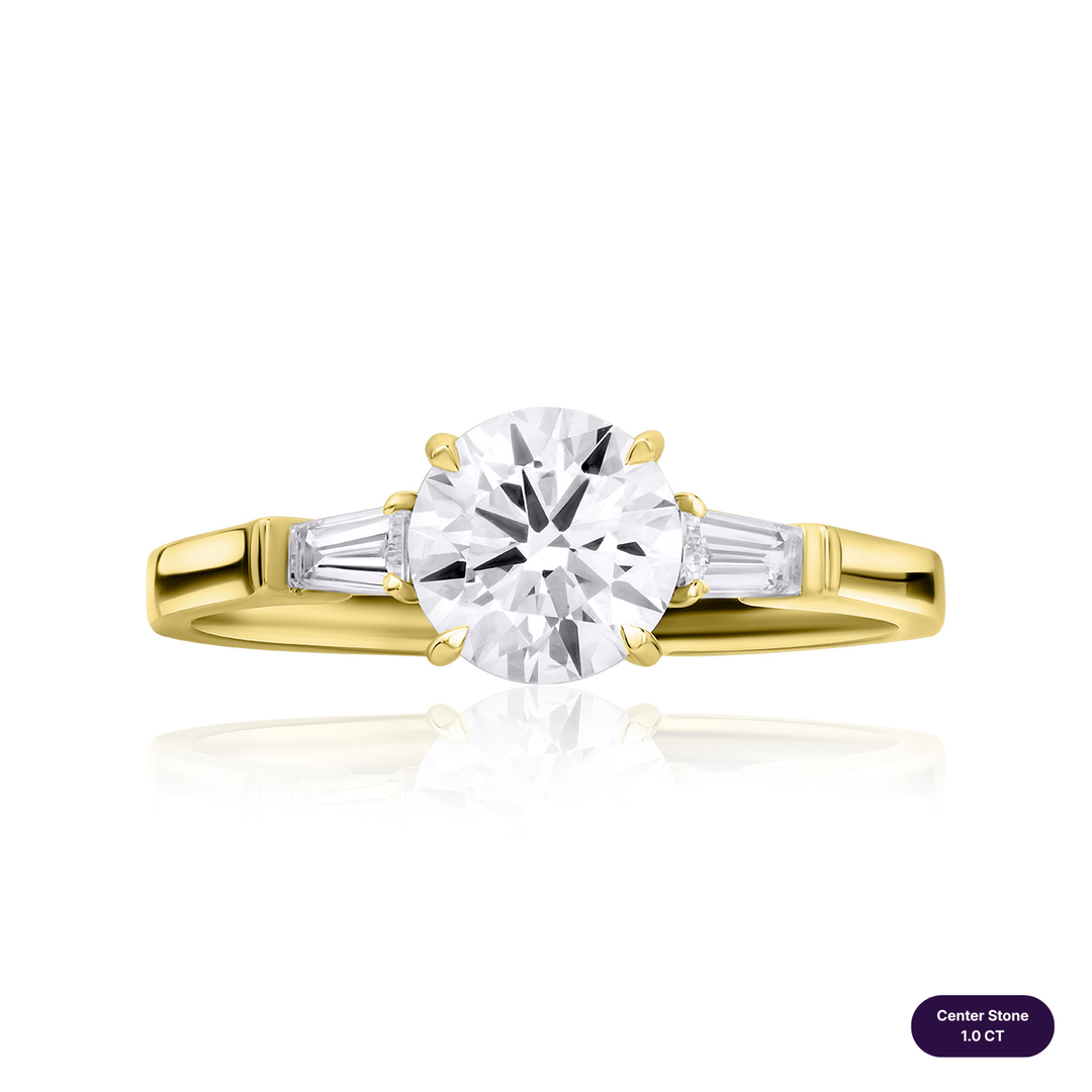 Three-Stones Lab Diamond Ring Round with Tapered