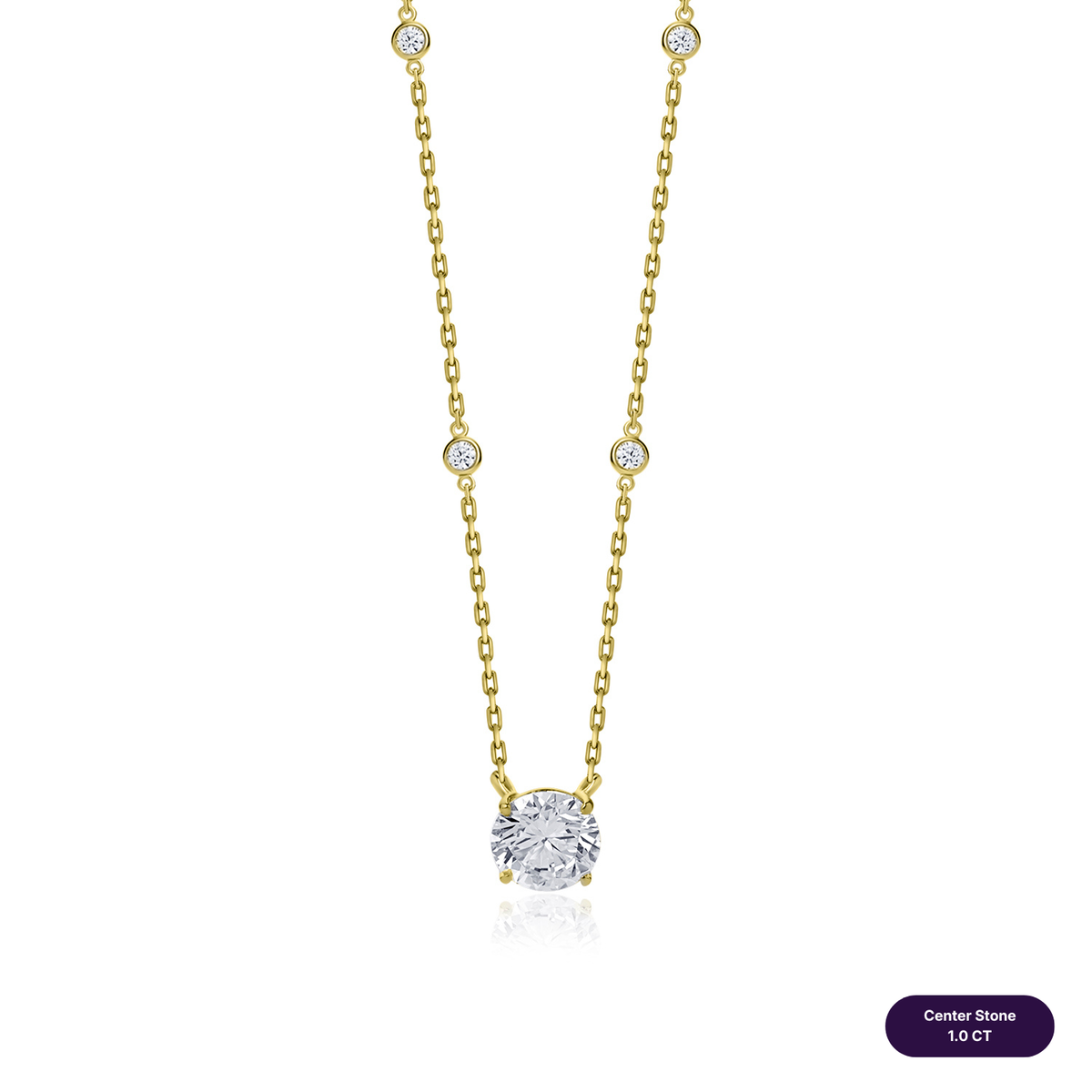 Solitaire lab diamond necklace round