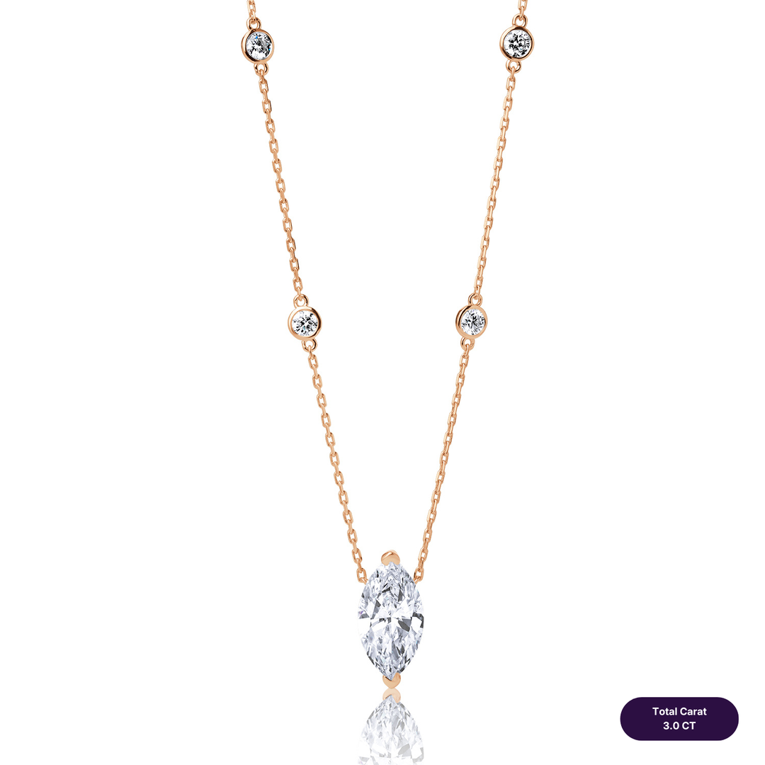 Solitaire Lab Diamond Necklace Marquise with Round